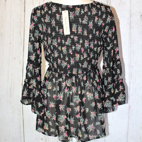 NEW Magnolia Lane Smocked Ruffled Peplum Top - Picture 16 of 16